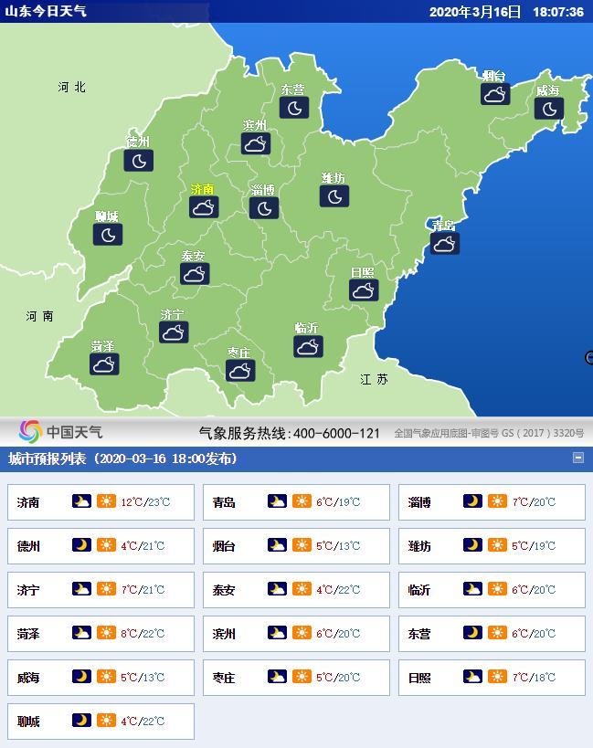 今天山东天气预报最新